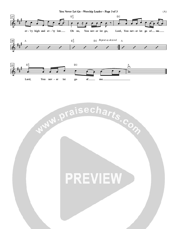 You Never Let Go Lead Sheet (Matt Redman)