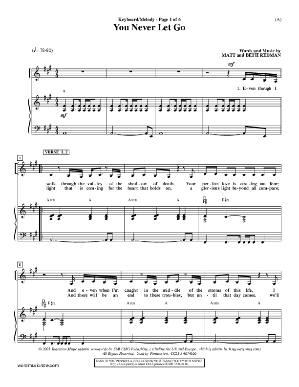 You Never Let Go Sheet Music PDF (Matt Redman) - PraiseCharts