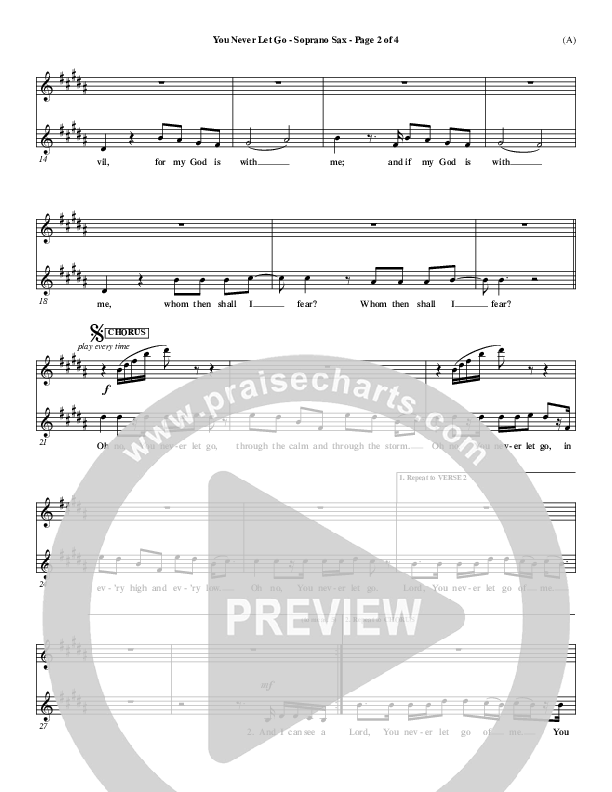 You Never Let Go Soprano Sax (Matt Redman)