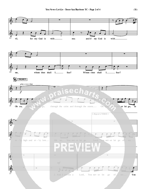 You Never Let Go Tenor Sax/Baritone T.C. (Matt Redman)