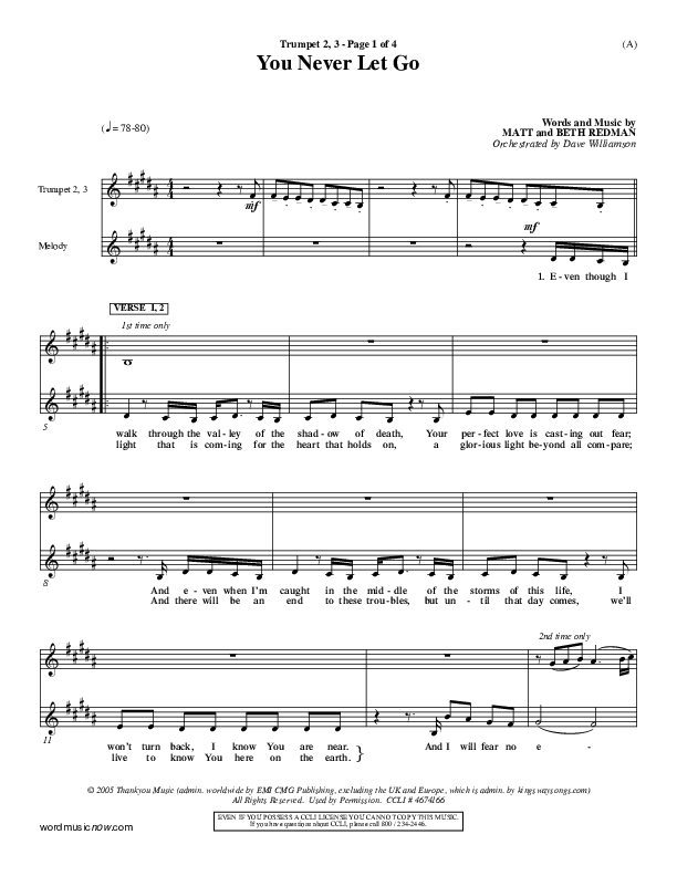 You Never Let Go Trumpet 2/3 (Matt Redman)