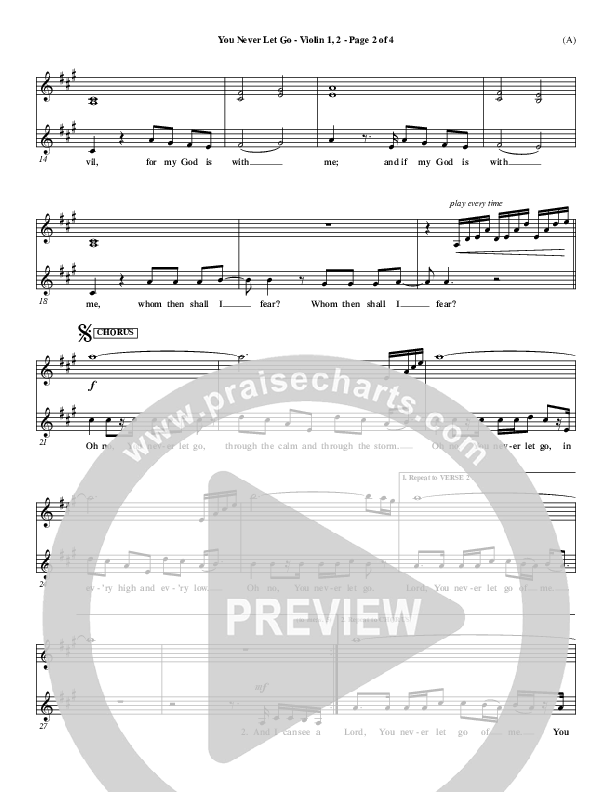 You Never Let Go Violin 1/2 (Matt Redman)