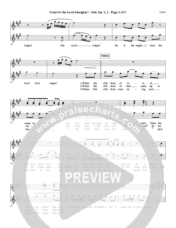 Great Is The Lord Almighty Alto Sax 1/2 (Dennis Jernigan)