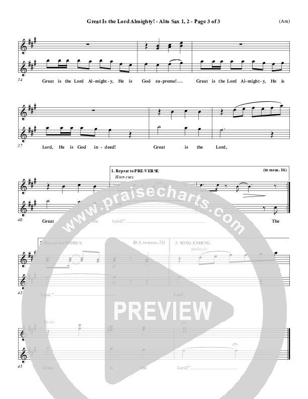Great Is The Lord Almighty Alto Sax 1/2 (Dennis Jernigan)
