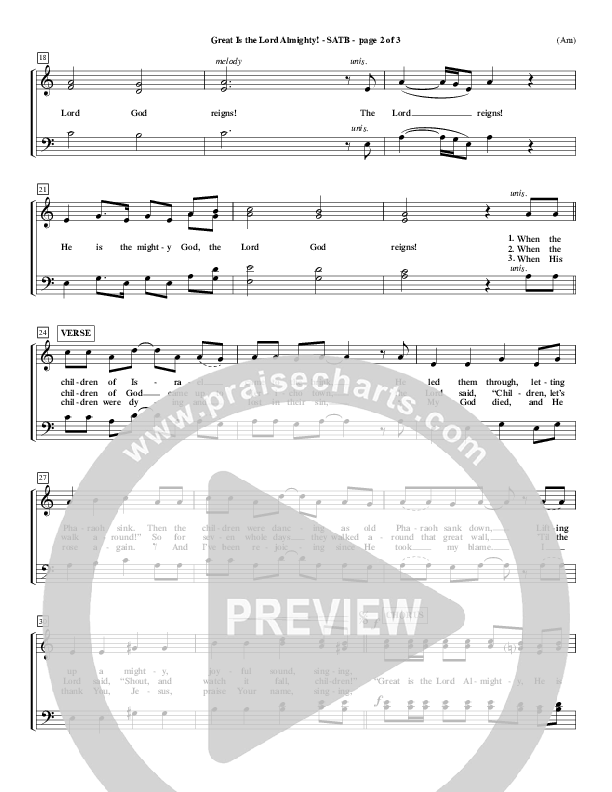 Great Is The Lord Almighty Choir Vocals (SATB) (Dennis Jernigan)