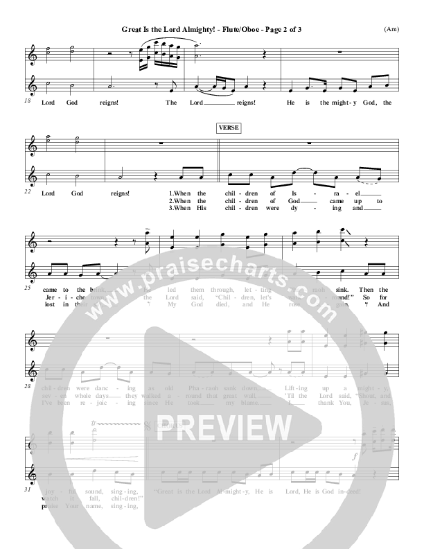 Great Is The Lord Almighty Flute/Oboe (Dennis Jernigan)