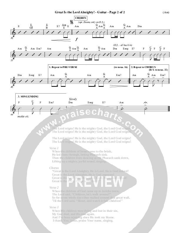 Great Is The Lord Almighty Guitar (Dennis Jernigan)