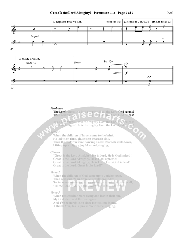 Great Is The Lord Almighty Percussion 1/2 (Dennis Jernigan)