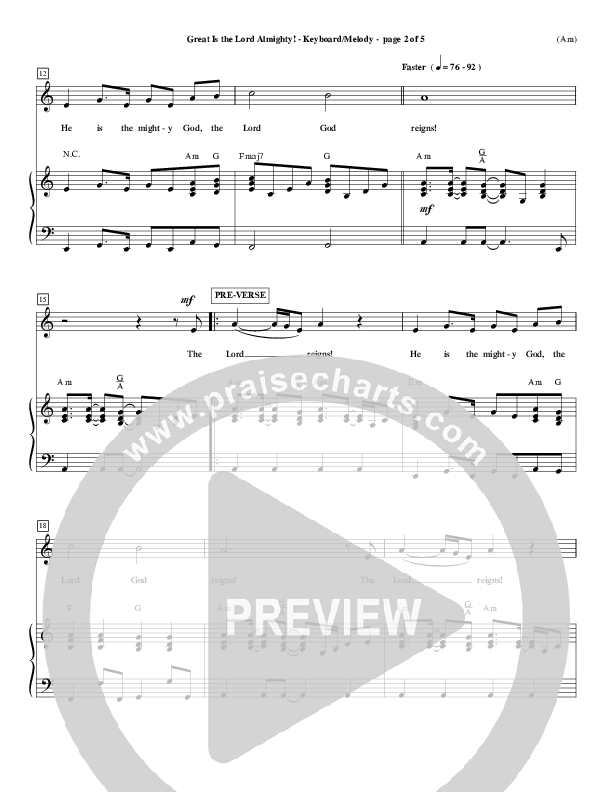 Great Is The Lord Almighty Piano/Vocal Pack (Dennis Jernigan)