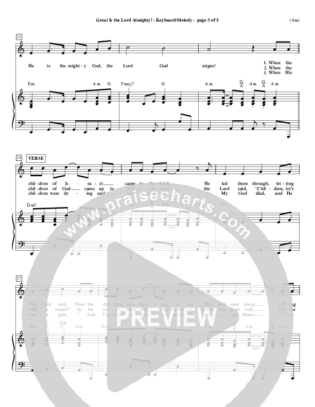Great Is The Lord Almighty Lead Sheet (Dennis Jernigan)