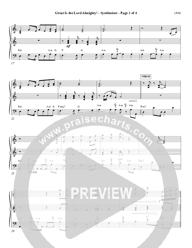 Great Is The Lord Almighty Synth (Dennis Jernigan)