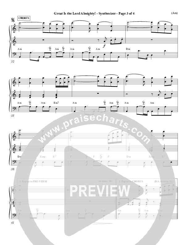 Great Is The Lord Almighty Synth (Dennis Jernigan)