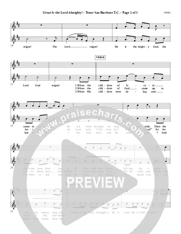 Great Is The Lord Almighty Tenor Sax/Baritone T.C. (Dennis Jernigan)