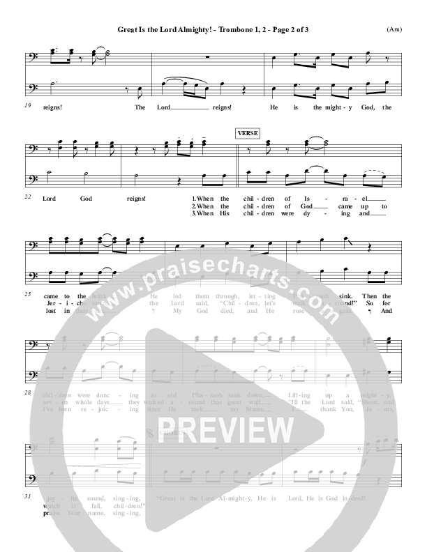 Great Is The Lord Almighty Trombone 1/2 (Dennis Jernigan)