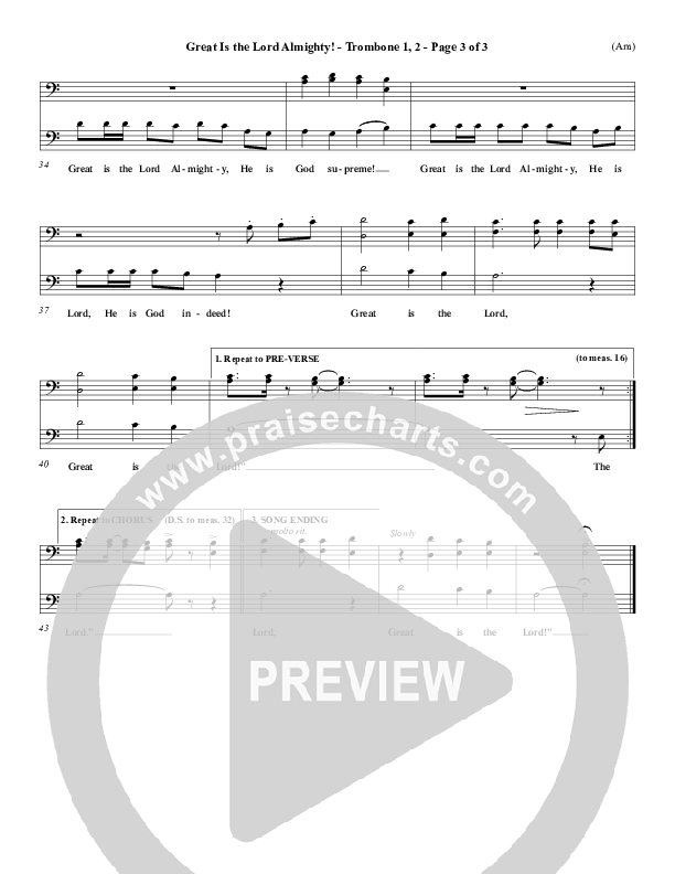 Great Is The Lord Almighty Trombone 1/2 (Dennis Jernigan)