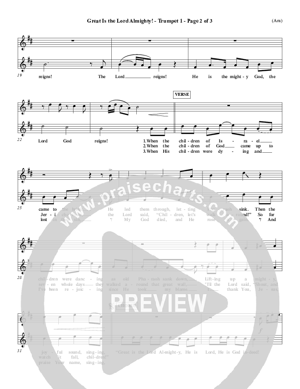 Great Is The Lord Almighty Trumpet 1 (Dennis Jernigan)