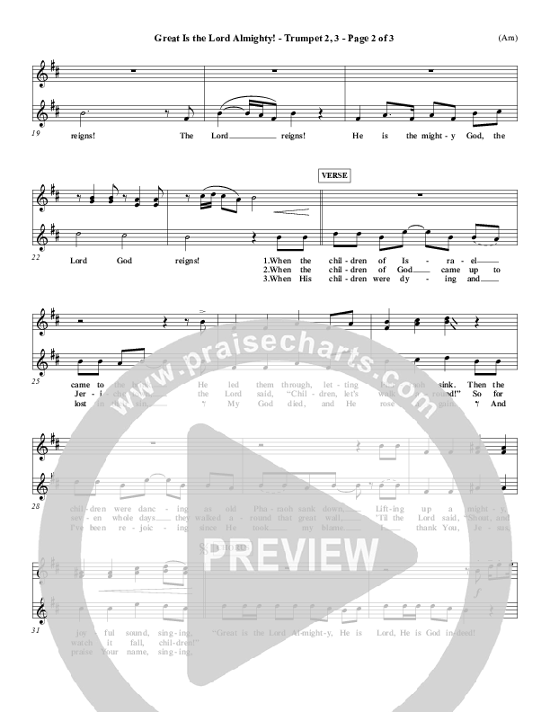 Great Is The Lord Almighty Trumpet 2/3 (Dennis Jernigan)