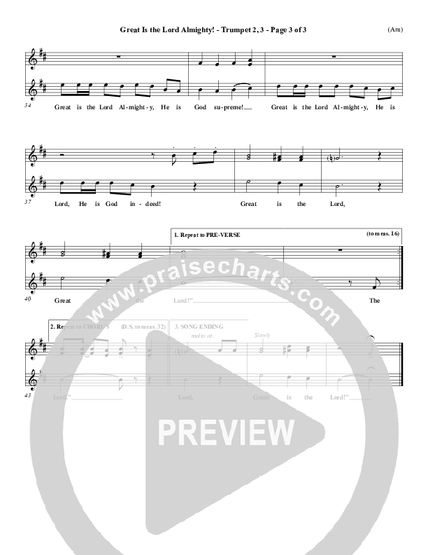 Great Is The Lord Almighty Trumpet 2/3 (Dennis Jernigan)