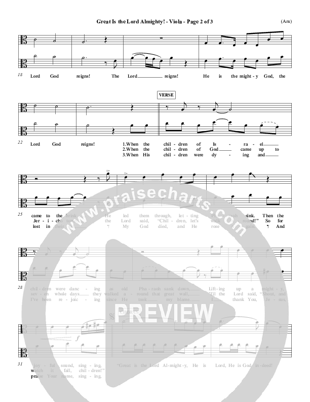 Great Is The Lord Almighty Viola (Dennis Jernigan)