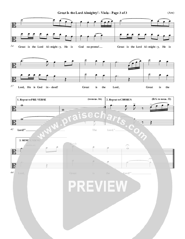 Great Is The Lord Almighty Viola (Dennis Jernigan)