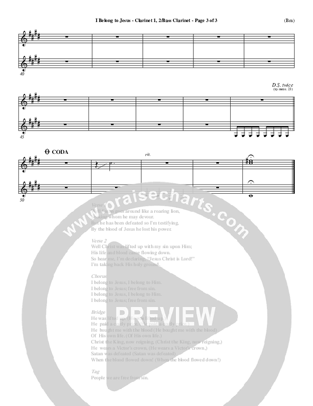 I Belong To Jesus Clarinet 1/2, Bass Clarinet (Dennis Jernigan)