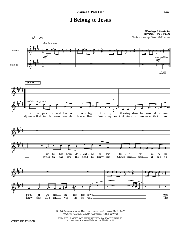 I Belong To Jesus Clarinet 3 (Dennis Jernigan)