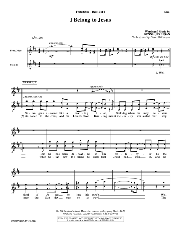 I Belong To Jesus Flute/Oboe (Dennis Jernigan)