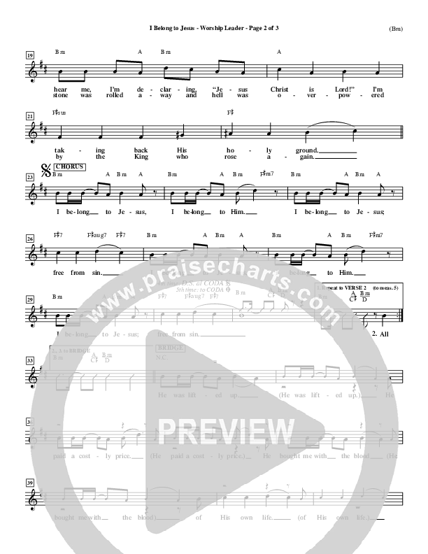 I Belong To Jesus Lead Sheet (Dennis Jernigan)