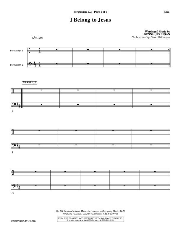 I Belong To Jesus Percussion 1/2 (Dennis Jernigan)