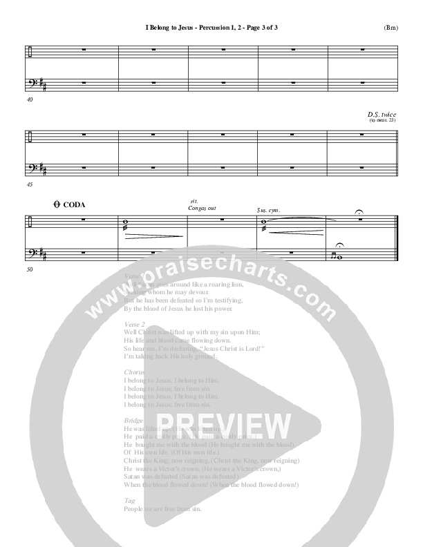 I Belong To Jesus Percussion 1/2 (Dennis Jernigan)