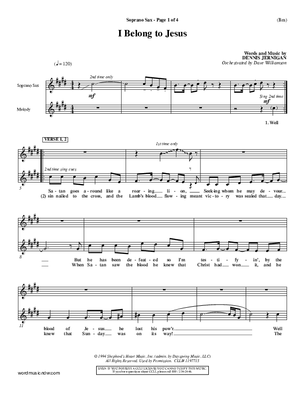 I Belong To Jesus Soprano Sax (Dennis Jernigan)