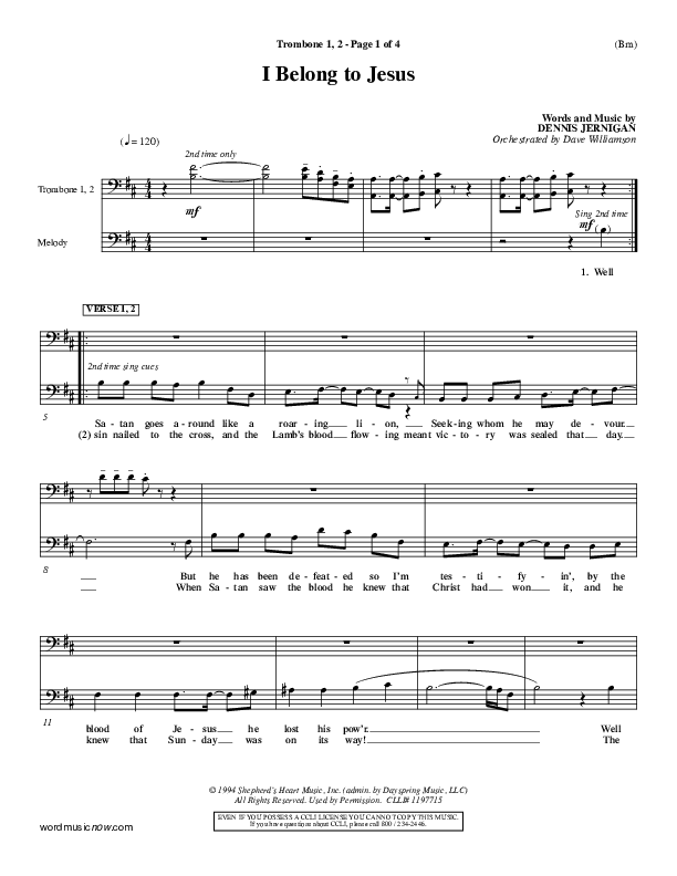 I Belong To Jesus Trombone 1/2 (Dennis Jernigan)
