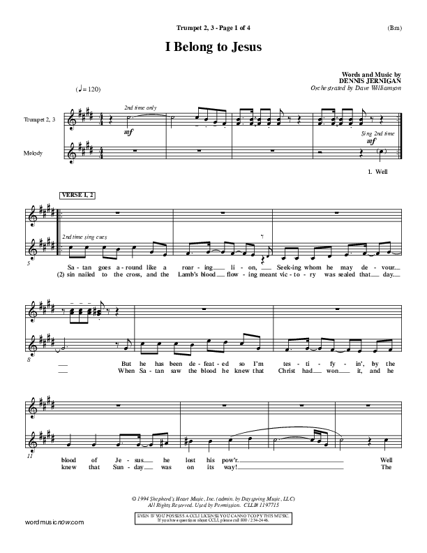 I Belong To Jesus Trumpet 2/3 (Dennis Jernigan)