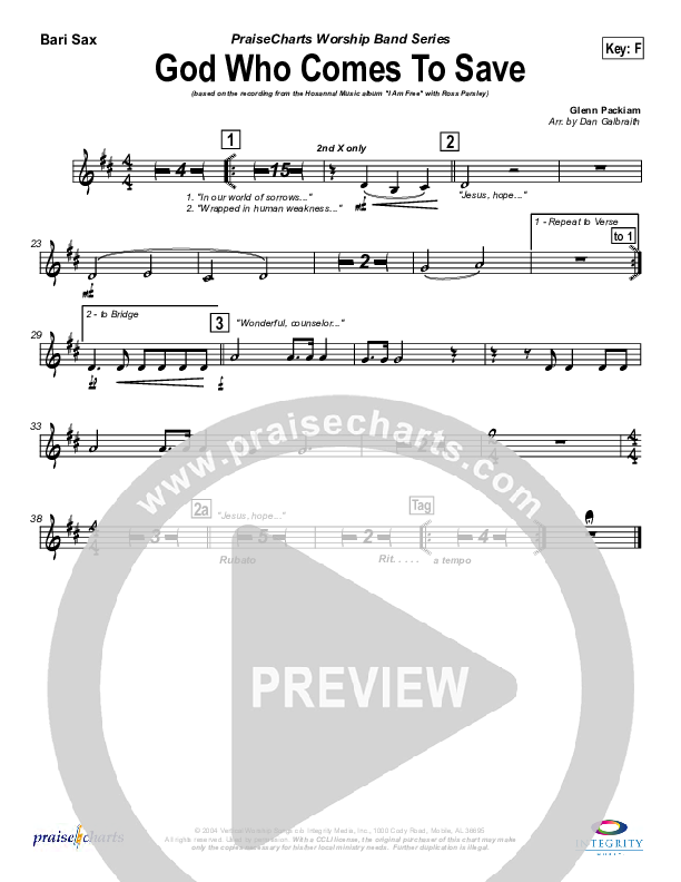 God Who Comes To Save Bari Sax (New Life Worship)