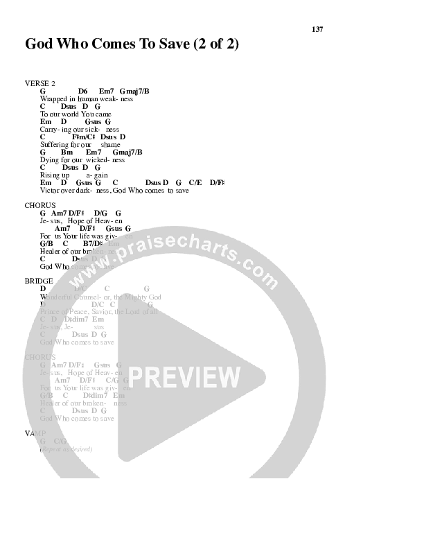 God Who Comes To Save Chord Chart (New Life Worship)