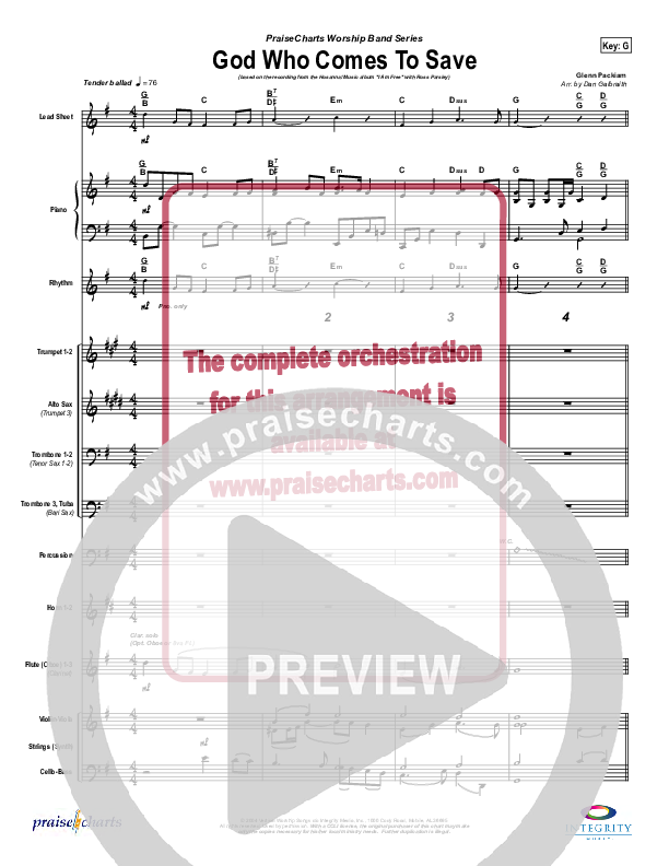 God Who Comes To Save Conductor's Score (New Life Worship)