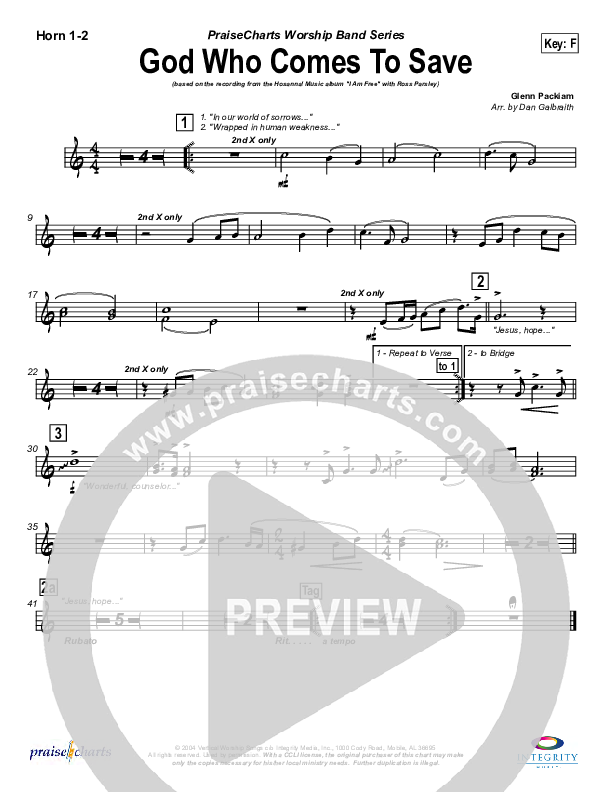 God Who Comes To Save French Horn 1/2 (New Life Worship)