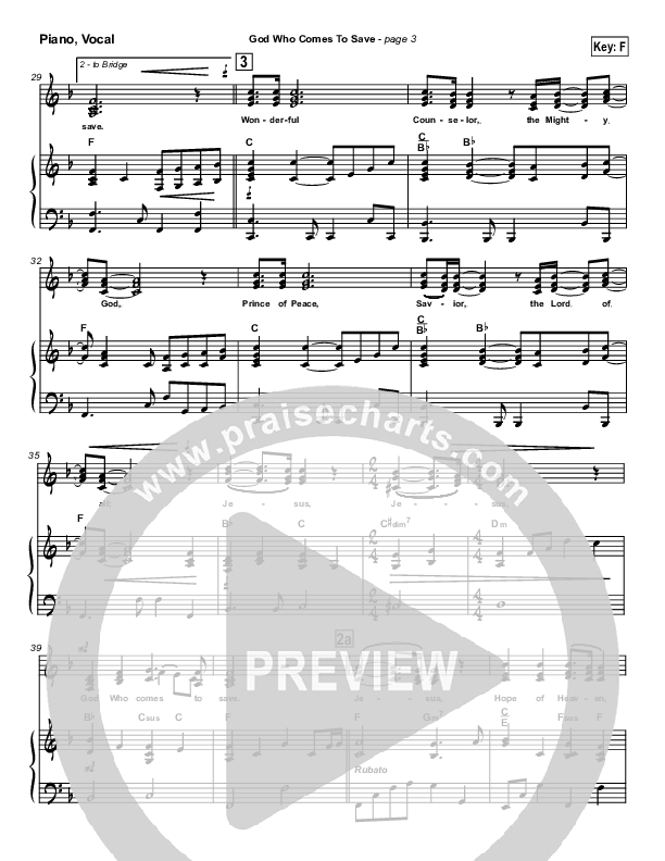 God Who Comes To Save Piano/Vocal (New Life Worship)