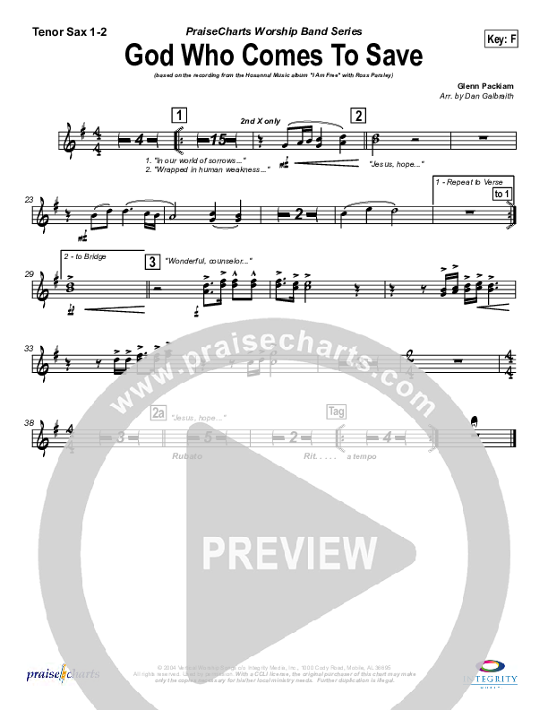 God Who Comes To Save Tenor Sax 1/2 (New Life Worship)