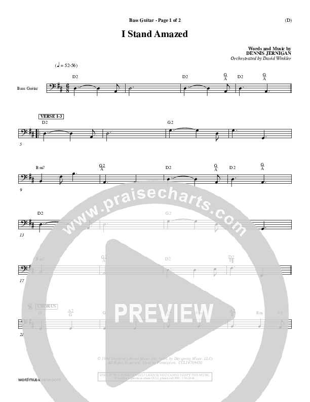 I Stand Amazed Rhythm Chart (Dennis Jernigan)