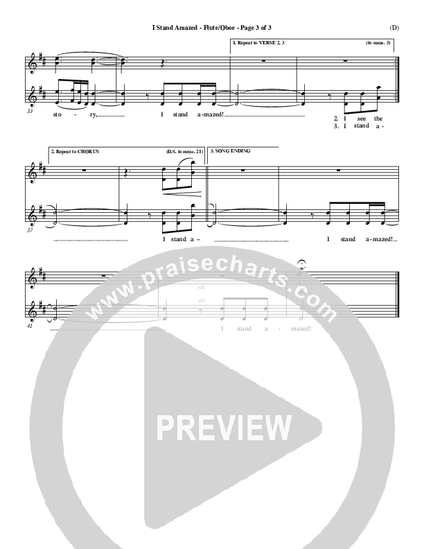 I Stand Amazed Flute/Oboe (Dennis Jernigan)