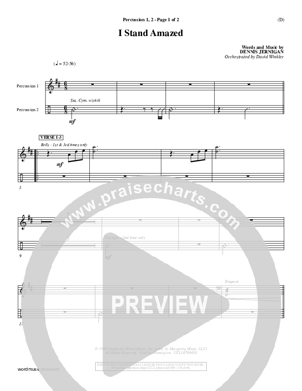 I Stand Amazed Percussion 1/2 (Dennis Jernigan)
