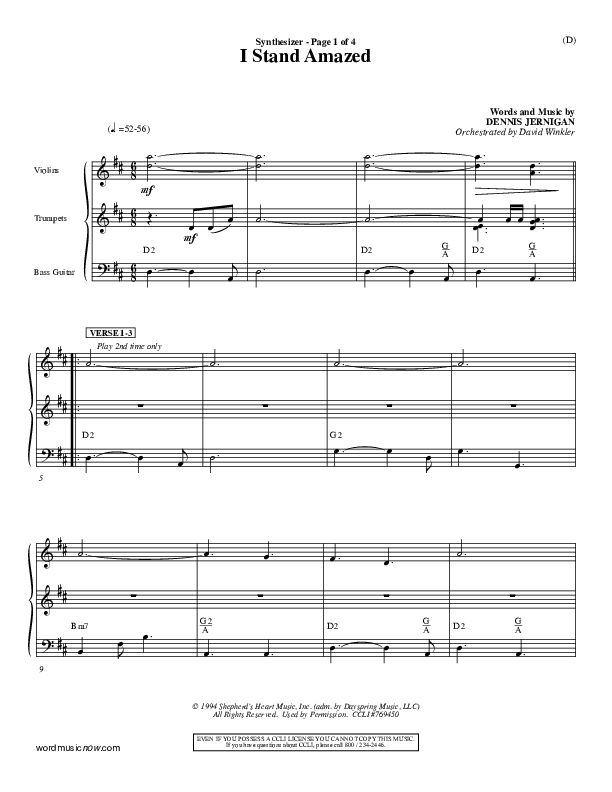 I Stand Amazed Synth (Dennis Jernigan)