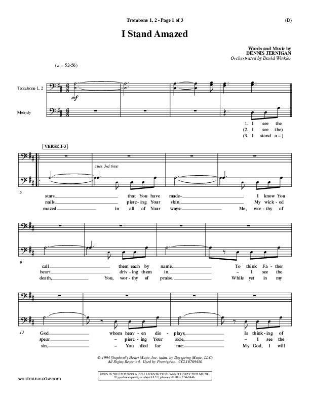 I Stand Amazed Trombone 1/2 (Dennis Jernigan)