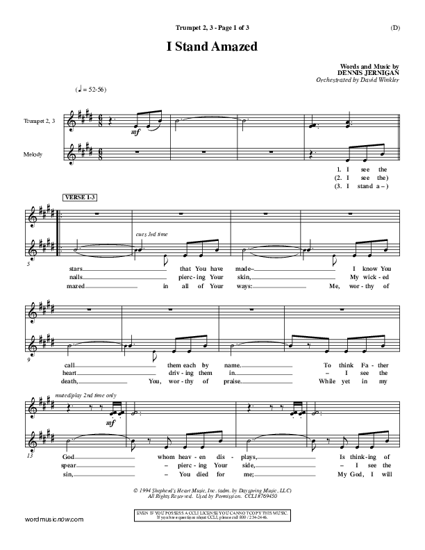 I Stand Amazed Trumpet 2/3 (Dennis Jernigan)