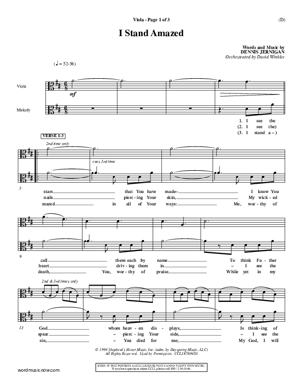 I Stand Amazed Viola (Dennis Jernigan)