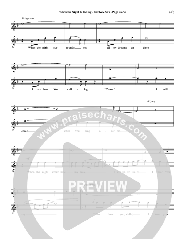 When The Night Is Falling Bari Sax (Dennis Jernigan)