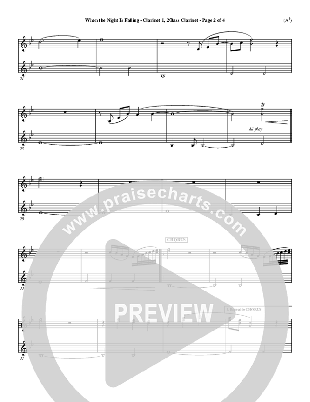 When The Night Is Falling Clarinet 1/2, Bass Clarinet (Dennis Jernigan)