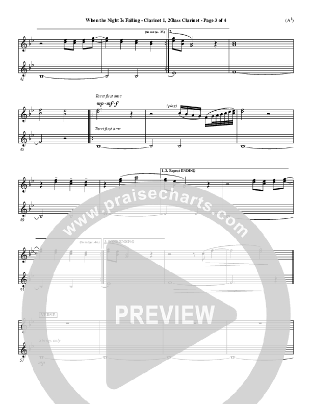 When The Night Is Falling Clarinet 1/2, Bass Clarinet (Dennis Jernigan)