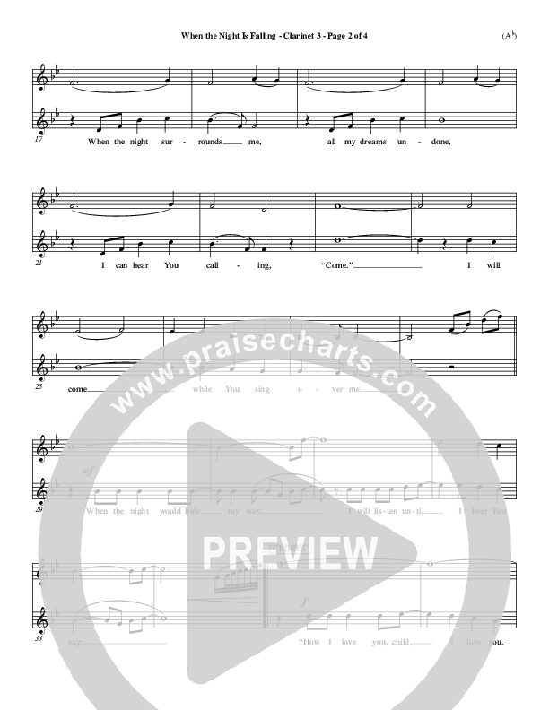 When The Night Is Falling Clarinet 3 (Dennis Jernigan)